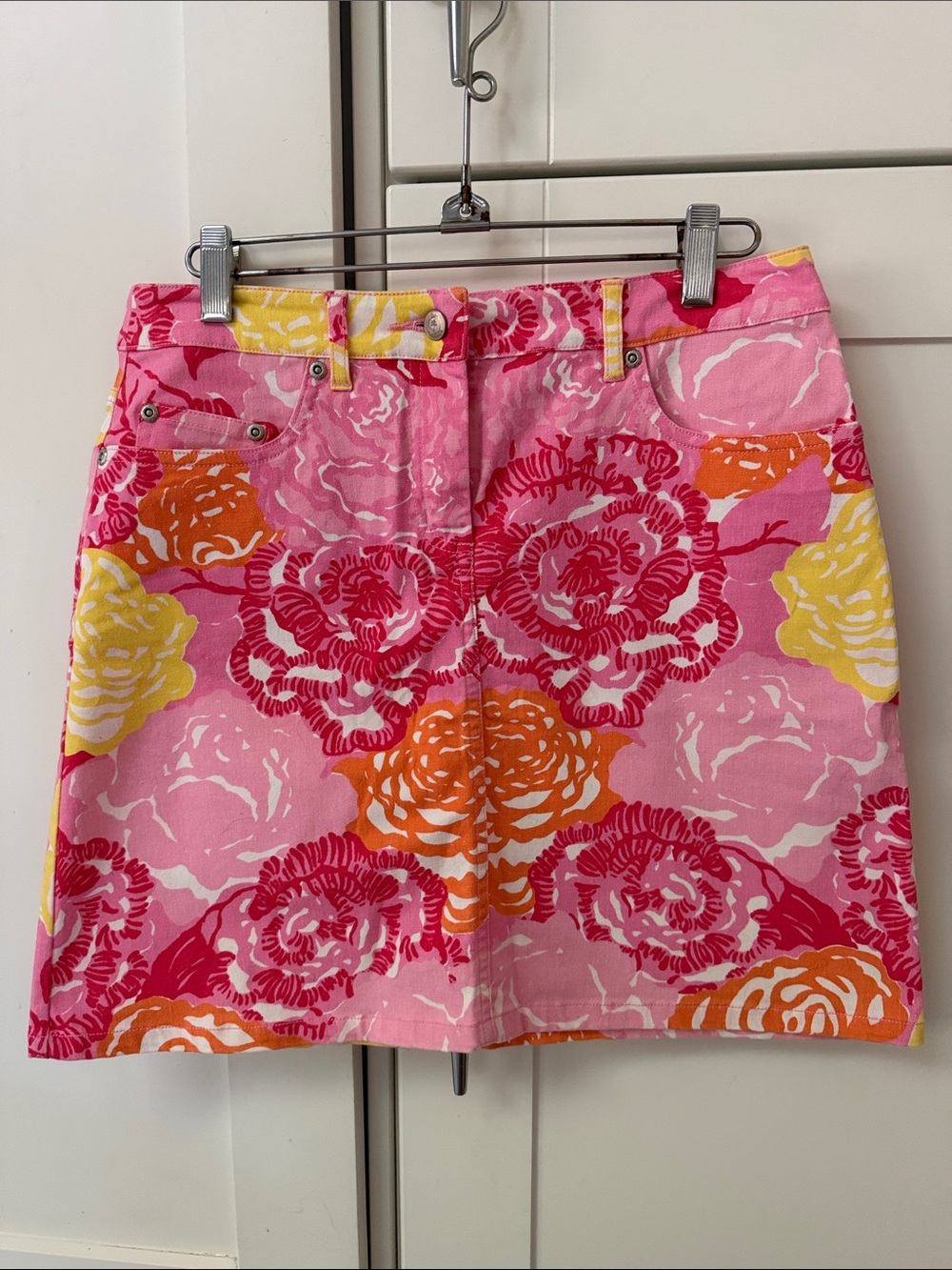 Lilly Pulitzer Floral Print Pink Mini Skirt sz 2